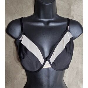 Victorias Secret Unlined Demi Bra Black Beige Mesh Colorblock 38DD NEW